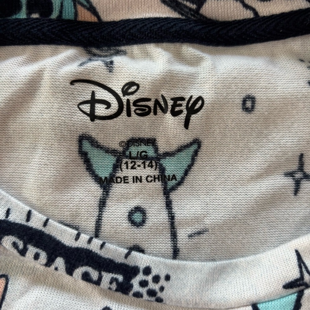 Disney Stitch Long Sleeve Pajama Top White Turquoise SZ L NWOT - Picture 5 of 8